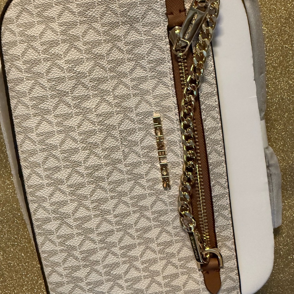 Michael Kors Cream and Tan Crossbody Bag